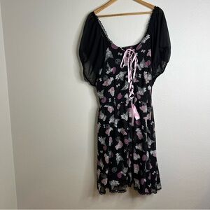 Sanrio My Melody Kuromi Dress Black Gothic Lolita Lace Up Back Zip size 5X